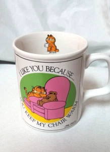 garfield enesco mug 1976 I like you Because"  Jim Davis lasagna coffee - Picture 1 of 4