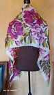 Large 1940s Silk Posterized Rose Scarf Or Wrap 70" X 17"