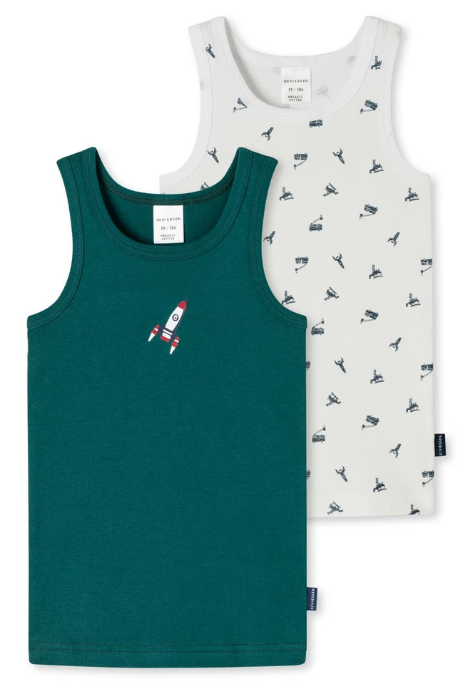 Schiesser Canottiere Per Ragazzi 2 Pezzi Taglia 104 116 128 140 Spazio - Immagine 1 di 1