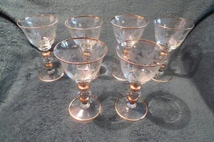 Alte Kristallweingläser mit Golddekor  6 Stück - Bild 1 von 4