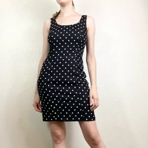 Vintage Byer Too! Black & White Polka Dot Sleeveless Mini Dress Size S - Picture 1 of 7