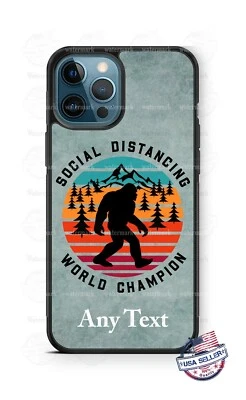 Big Foot Yeti Social Distancing World Champion Personalized Phone Case Cover - Image 1 of 4