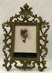 "Marco de fotos trasero de caballete de latón fundido raro de colección 11 1/2"" X 8""" - Imagen 1 de 5