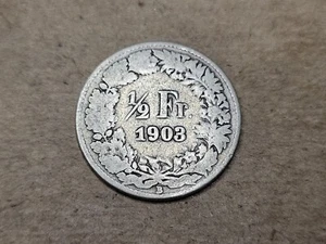 ๐จ๐ญ Switzerland 1/2 half franc 1903 silver 0.835 KM-23 coin 042824-6 - Picture 1 of 2