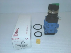 IDEC HW4F-3F40QD G-120V SELECTOR SWITCH ILLUMINATED GREEN 3 POS. MAINTAINED NIB - Imagen 1 de 6