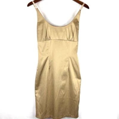 April USA Gold Satin Y2K Empire Sheath Dress Women's Untagged Small NYE Party - Image 1 of 4