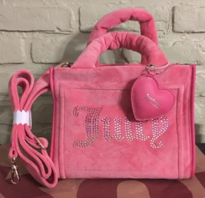 JUICY COUTURE Pink Lemonade Big Spender Mini Velour Tote  NWOT Perfect 4 Easter - Picture 1 of 9