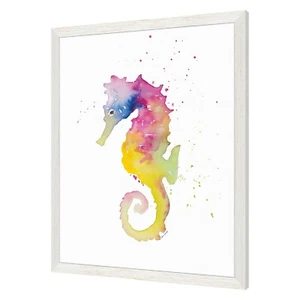 Seahorse Wall Art Framed Sea Horse Picture Nautical Beach Theme Decor 17.3X21.3 - Picture 1 of 2