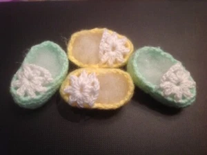 Crochet Baby Shoes Crochet Baby Booties Crochet Doll Shoes 2 Pairs - Picture 1 of 3