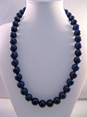 Collana donna in lapislazzuli 12mm. naturale garantito,Ch.in Argento,Lunga 49cm  - Imagen 1 de 4