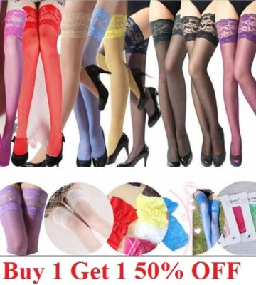 USA Sexy Damen Spitze Top Stay Up Overknee Strümpfe Frau Strumpfhose Socken Geschenk - Bild 1 von 4