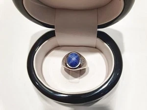 Ring Sternsaphir 5,13ct Diamanten Weiß Gold 585 14K Gr. 53 Top! - Bild 1 von 8