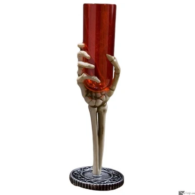 Skeleton Hand Goblet Chalice 9.75" Halloween Plastic Party Cup, Red Orange - Image 1 of 2