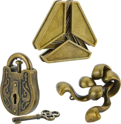 Rompecabezas - Kit de 3 piezas de rompecabezas de metal de fundición de metal juegos de rompecabezas juguetes un... Foto 1 de 4