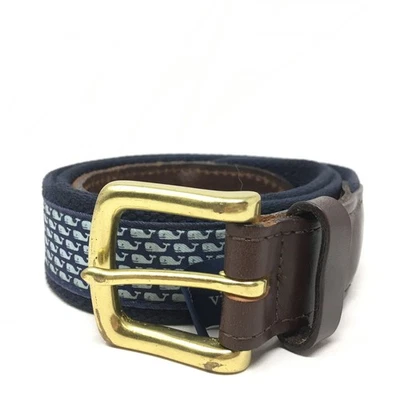 Cinturón de golf Vineyard Vines para hombre talla 34 azul ballena todo cuero marrón hecho en EE. UU. Foto 1 de 4