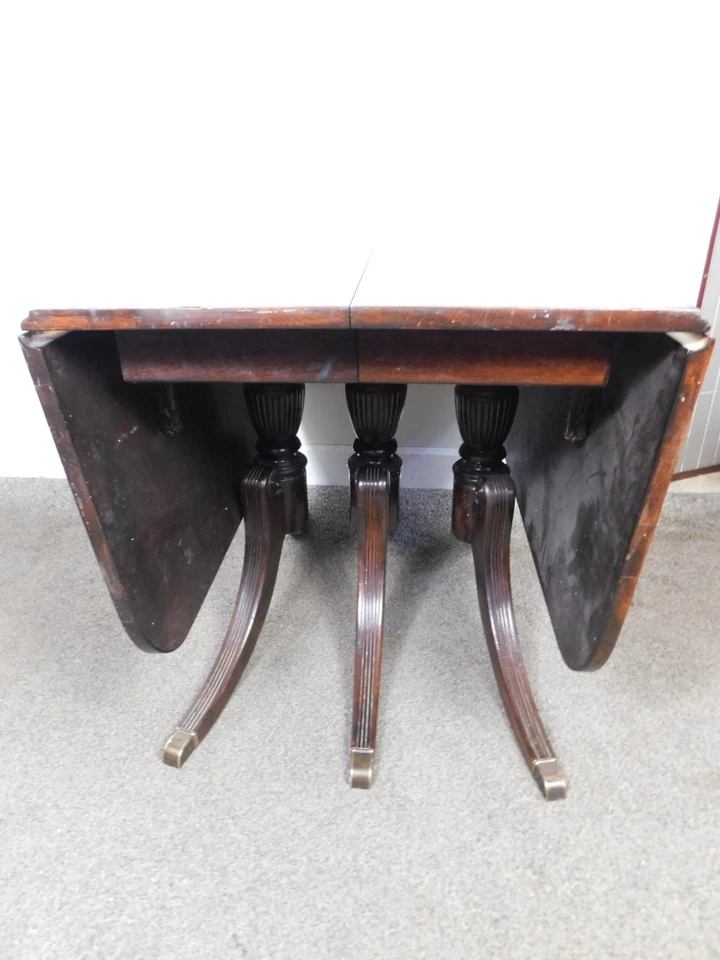 Antique USA Made Duncan Phyfe Mahogany Drop Side Dining Banquet Table 25" - 96" - Image 1 of 4