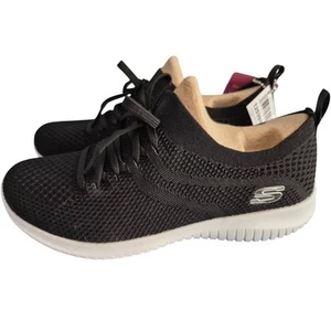 Skechers Donna Skech-knit Tennis US 10 Nero Ultra Flex Memory Foam Raffreddato ad Aria - Foto 1 di 5
