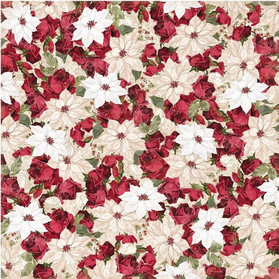 25 sheets - Poinsettia, Christmas scrapbook paper - American Crafts 624449 - Image 1 of 1