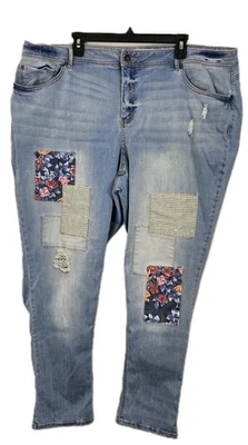 Pantalones de mezclilla Cato Premium desgastados con retazos talla 24W PLUS Cottage Peasant BOHO Foto 1 de 4