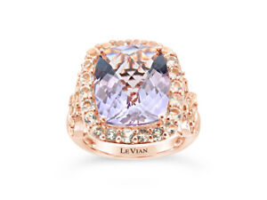 LeVian Ring Pink Amethyst Cocktail Ring in 14K Rose Gold 8 1/2 cts Size 7