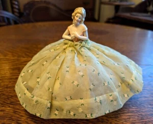1920s Porcelain Doll Pin Cushion - Antique German Meissen Boudoir Figurine - Picture 1 of 2