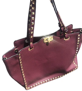 Inzi Nieten Burgunderrot Vegan Leder Beuteltasche Tasche 18" abnehmbarer Umhängegurt - Bild 1 von 18