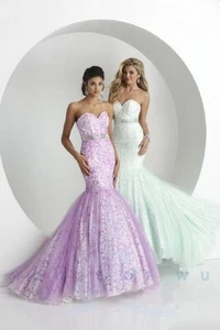 Tiffany 16142 Mint Green Ivory Stunning Mermaid Pageant Gala Gown Dress sz 2 - Picture 1 of 3