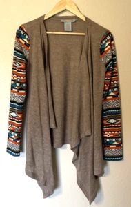 Flying Tomato Cardigan Sweater Womens M Boho Aztec Southwestern Open Tribal Cozy - Picture 1 of 5