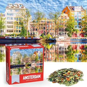 Amsterdam 1000 Piece Puzzle by Puzzle Crush – Colorful Canal Scene - Free Ship - Picture 1 of 3