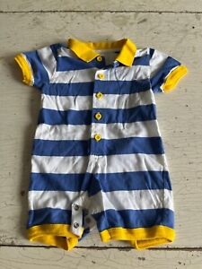 Vintage Baby Boy's HANNA ANDERSSON Size 3-6 Months Blue/White/Yellow One-Piece