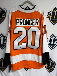 CHRIS PRONGER Philadelphia Flyers SIGNED Autographed JERSEY w/ AJ Sports COA XL - Picture 1 of 4