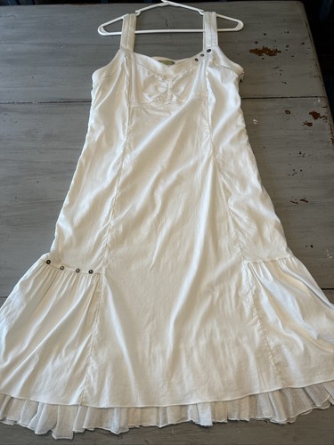 OFF WHITE Abito Dolcezza Off White plissettato volant scollo a cuore taglia M vita bassa