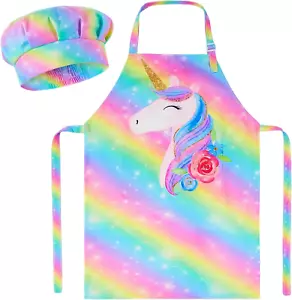 Kids Apron and Chef Hat Set Child Aprons for Cooking Baking Painting Cute Tod... - Picture 1 of 7
