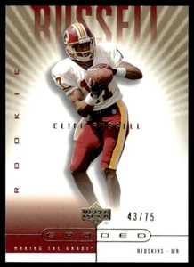2002 UPPER DECK GRADED ROOKIE /75 Cliff Russell /500 Washington Redskins #120 - Picture 1 of 2