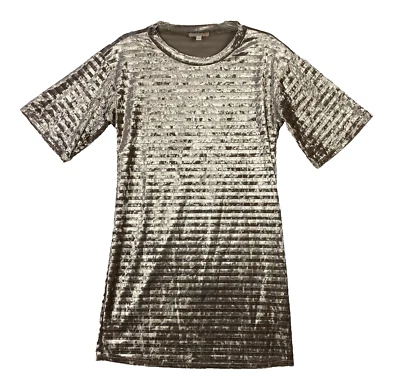 GB Vestido recto cuadrado de terciopelo dorado rosa manga corta para mujer talla S sin forro EE. UU. Foto 1 de 4