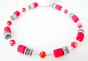 Armband Walzen Tube Colum matt Signal Rot Kristall Glas Rondelle Strass 602f - Picture 1 of 7