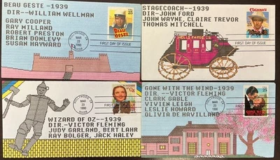 2445-8 Películas Clásicas FDC 1990-Películas Famosas de 1939, Lo que el viento se llevó etc Lote 4 Foto 1 de 4