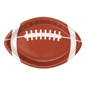Fun Express Football-Shaped Disposable Paper Dinner Plates, 9 1/2" x 6 1/2" - 8 - Picture 1 of 1