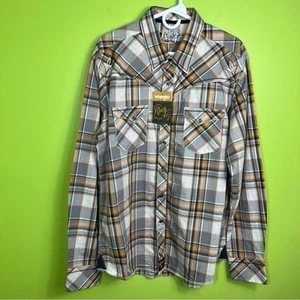 Rock 47 Wrangler Shirt Western Plaid Snap Country Cowboy Rodeo size XL NWT - Picture 1 of 7