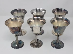 Antique De Uberti Italy Silver Plated Goblet Set Of Six Vintage Stemmed Cups - Picture 1 of 22