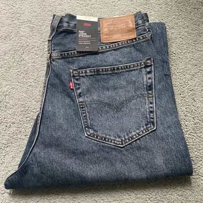 Pantalones de mezclilla Levi's Premium 568 sueltos rectos azules para hombre talla 36x28 ver descripción Foto 1 de 4