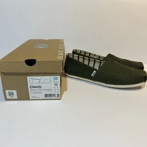TOMS Classic Heritage Canvas Pine Green NIB Size 10 Unisex Hippie Comfort - Picture 1 of 5