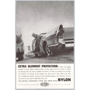 Dupont Nylon Tires 1959 Vintage Print Ad Buick Roadmaster Convertible - Picture 1 of 1