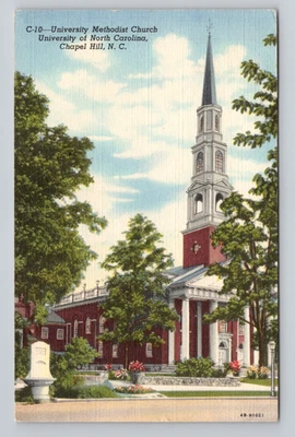 Postcard University Methodist Church Chapel Hill NC Religion Street View 1958 - Image 1 of 4