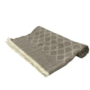 GUCCI Stole Shawl - Light Gray x Dark Brown GG Pattern/Diamante Wool, Silk - Picture 1 of 4