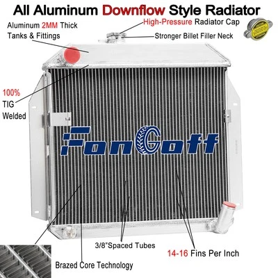 2 Row Aluminum Radiator For 1955-1956 Plymouth Belvedere Fury Plaza Savoy 3.8L. - Image 1 of 4