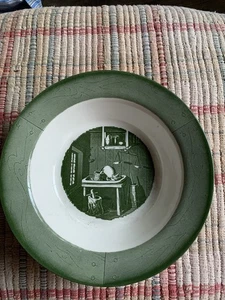 TWO (2) COLONIAL HOMESTEAD 9” Green Serving Bowls by Royal China USA Maker Mark - Picture 1 of 3