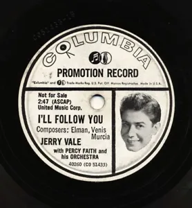 JERRY VALE on 1954 Columbia 40260 Promo - I’ll Follow You / Go (Picture Label) - Picture 1 of 1
