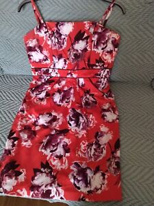 Women's COAST Red and Multi Floral pattern Dress Size 16