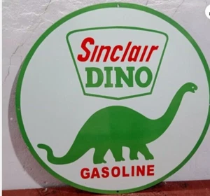 Sinclair Dino Gasoline Porcelain Enamel Sign 30 x 30 Inches 1 Sided - Picture 1 of 3